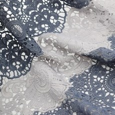 [해외] 5 야드 그레이 웨이브 에지 자수 더블 컬러 수용성 레이스 원단 드레스 telas tissu au meter tecido tela 초라한 세련된, 상세내용표시