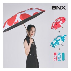 [BNX] ● 자외선 차단 99.9 암막 플라워 양우산 2종 세트(레드+민트)