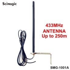 최대 250m 실외 안테나 433MHz 차고 게이트 원격 제어 라디오 신호 부스터 무선 리피터 433.92 MHz RG174 2 m 케이블, 1개