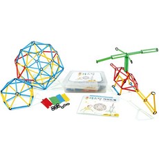 [폴리스틱] 링과 스틱을 결합하여 자유로운 3D 조형물 제작 STEM 블록 교구 240 PCS (7세 이상/보관케이스 포함)