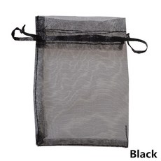 50Pcs/Pack 7x9cm 9x12cm 10x15cm 13x18cm Drawstring Organza Bags Jewelry Packaging Bags Wedding C, Black, 50개