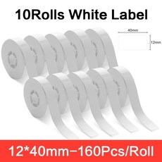 Niimbot D110 휴대용 미니 열 프린터 라벨 흰색 방수 용지 오일 태그 스티커 가격 12-15mm, 10 10Rolls 12x40mm, 한개옵션1