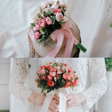 [천삼백케이] [메리월드] 스몰웨딩 셀프촬영소품 화동부케 조화부케, 로즈레드