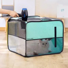투데이리빙 접이식 펫드라이룸 강아지 고양이 드라이룸 애견 펫드라이 반려견 반려 동물 메쉬 이동장 숨숨집, 기본형 그린, 1개