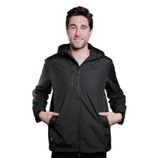 Marwin Sports Revolver 남성용 중간 길이 방수 후드 우비 재킷 블랙., 1개