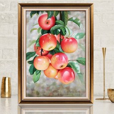 2020 DIY 보석십자수 사과 유럽 스타일 과일 사과 도안 태교 선물 집콕놀이 집에서취미, 50 * 70CM