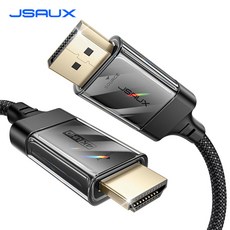 JSAUX DP to HDMI 2.0 UHD 4K@60Hz TV 투명 모니터 케이블, 1개, 2m