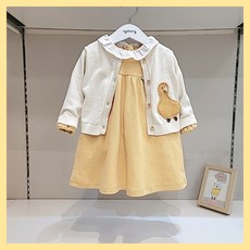 [아가방} 논현점* 60% 할인/귀여운 오리포인트 고급스런 봄 원피스 가디건세트/봄 하객룩 촬영룩/아가방 원피스