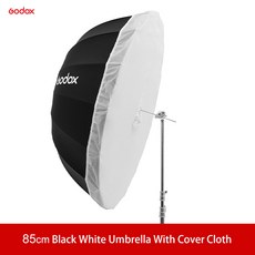 Godox UB-85W 포물선 블랙 화이트 반사 우산 스튜디오 라이트 우산 블랙 실버 디퓨저 커버 천 33.5 인치 85cm, Black, Black, 1개