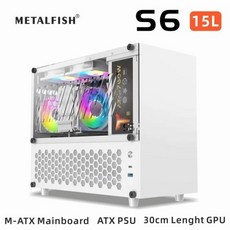 데스크탑케이스 컴퓨터케이스 pc케이스 METALFISH S6 컴퓨터 컴팩트 화이트 케이스 게이밍 PC 섀시 지원 31cm 길이 GPU MATX 메인보드 ATX/SFX PSU 미드