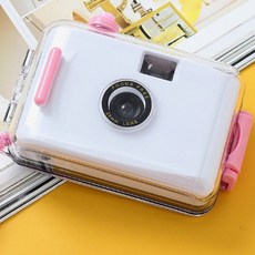 (화이트핑크)토이카메라 필름카메라 다회용 방수 레트로 방수카메라 수중촬영 감성카메라, 1개
