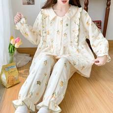 가을겨울 도톰 에어코튼 임산부 잠옷 산모 수유 산후조리 겹겹이