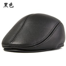 추진 가죽모자 남성압설모자 중장년층 기모 귓전진 베레모 면모남 블랙 스몰사이즈 (53-54cm)