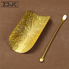 Z3JC 상차아연합금 티스푼 육군자 다발 쿵푸 다도 악세사리 순수수제 다듬기 쿵푸 다기, 금색차칙(차발포함), 1개