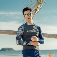 상의 반신 전신 수영복 야외수영장 남성비치웨어 사이드라인 래시가드 남자 분체 긴팔 여자