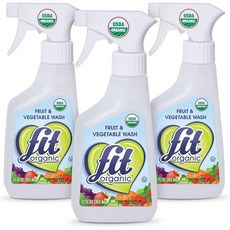 Fit Organic 농산물 세척제 과일 및 채소 모든 천연 살충제 왁스 제거제12온스 스프레이 팩 3개 - 오가닉스포리지