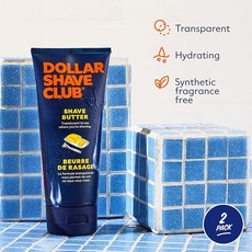 Dollar Shave Club | 면도 버터 2팩 민감한 피부용 반투명 크림 및 젤 대체품 부드러운 글라이드를 위해 디자인 면도기 부딪힘과 내향성 모발을 방지하는 데 도움이, Dollar Shave Club | 면도 버터 2팩 민