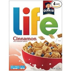 퀘이커 LIFE 멀티그레인 시나몬 곡물 시리얼 370g 4팩, 1, 1