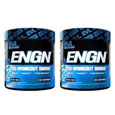 EVLUTIONNUTRITION ENGN 프리-워크아웃 엔진 블루 라즈 맛, 2개, 312g