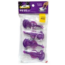 쓰리엠 스카치 투명 양면 테이프 017 리필 8.4mm x 8m 4p, 퍼플, 4개