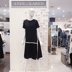 앤디앤카렌 에이렌 밑단 플리츠 사이드 사선 롱 원피스