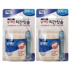 네오 2 IN 1 날개단 치간칫솔 이쑤시개형, 2개, 315개입, 0.2mm