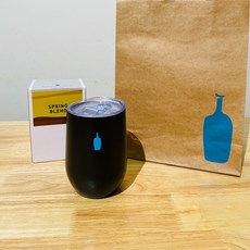 일본 블루보틀 BLUEBOTTLE 휴대용 이중층 스테인레스 머그컵 텀블러, 블랙 354ml, 1개