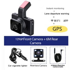 룸미러후방카메라 후방카메라모니터 블랙박스후방카메라HD 1296P GPS 대시 캠 3 인치 WIFi DVR 자동차 운전, 08 wifi withrear camera_01 64G