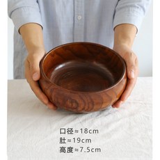 절 나무 그릇 대형 중형, 대추나무 소재 18x7.5cm