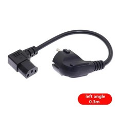 전원연장플러그 유럽 2 핀 남성 iec 3 핀 여성 schuko iec c13 각도 90도 ac 전원 코드 eu 어댑터 연장 리드 케이블 호환 지원, 왼쪽 각도 0.3m, 1개
