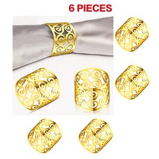 6/12PCS 골드 실버 냅킨 링스 버클 웨딩 크리스마스 생신 냅킨 링은 꽃 잎 Flower Leaf Napkin Rings Serviette Buckle Gold Silver, 6 PCS-S 패턴 골드, 6개