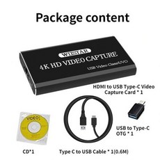 [해외] HDMI 비디오 캡처 카드 TYPEC HDMI 루프 출력 PS4 게임용 4K 비디오 그래버 레코드 박스 DVD 캠코더 라이브 스트리밍 녹음, 4K HD Video Capture