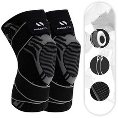 ANYOU 무릎보호대 고탄력 헬스 등산 축구 농구 러닝 압박스타킹 무릎 밴드 고탄력 논슬립 압박밴드 관절보호대, 블랙, 2p