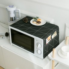 커버 주방 액세서리 수납 린넨 북유럽 무늬 모던 다목적 격자 전자레인지 포켓 사이드 휴대용, black