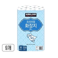 커클랜드 프리미엄 화장지 3겹 롤화장지 30롤 x1팩 + 빈즈물티슈10매, 1세트, 9개