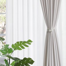 [커튼만드는사람들](길이무료맞춤) 크리미 린넨느낌 화이트&아이보리 암막커튼(나비주름/민주름)easy안전핀으로 편리한 세탁