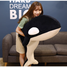 귀여운 범고래 돌고래 봉제 인형 동물 초대형 대형 안고자는 수면 선물 장식 베개 쿠션, 블랙, 80cmcm