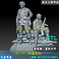 3D 인쇄 도면 제 2 차 세계 대전 군인 모델 영웅 회사 3D 소재 고정밀 군인 STL 군사 파일