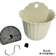 벽 마운트 꽃 냄비 플라스틱 수지 두꺼운 세미 라운드 벽 마운트 구함 꽃 냄비 발코니 난간, 18cm - 미백 연결고리， 누수방지