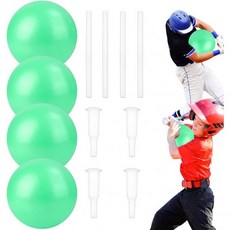 4pcs 야구 연결 볼 세트 9.84인치 소프트볼 타격 피칭 트레이너 스윙 운동 도구 팔 힘 향상, Green, Green, 1개