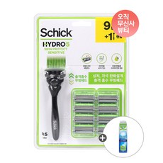 쉬크 하이드로5 스킨프로센서티브 면도기+날9입+ 증정 스킨디펜스 쉐이브젤199g 796005, NONE