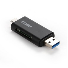 코시 C타입 USB3.0 OTG 카드리더기 (PC겸용) CR2021C, 블랙, 1개