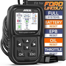 포드 링컨 머큐리에 적합한 ANCEL FD500 OBD2 스캐너 엔진 ABS SRS 변속기 4WD 진단이 포함된 모든 시스템 코드 리더 EPB 스로틀 오일 리셋 배터리 등록이, Dark black