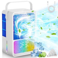 휴대용 에어컨 600ml 물 탱크가 있는 4 in 1 증발식 공기 냉각기 1-8H 타이밍 터치 스크린 휴대용 공기 냉각기 자동차 홈 캠핑 룸용 개인 데스크탑 냉각 팬