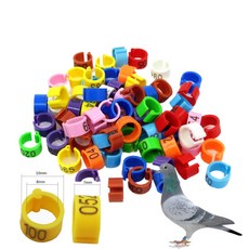 100pcs 버드 클립 링 ID 8mm 플라스틱 디지털 마크업 앵무새 비둘기 10 색 마킹 훈련 발 001-100, [06] MULTI, 1개