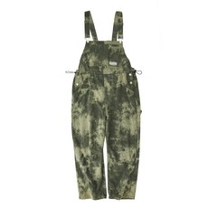 멜빵 MOKACME20FW가을겨울 카모 홀치기염색 코듀로이 루즈핏 작업복 복고 바지 위아래연결된 긴바지