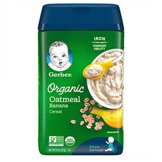 Gerber Organic Oatmeal Cereal Banana 거버 오가닉 오트밀 바나나 시리얼 8oz(227g) 6팩, 단일상품