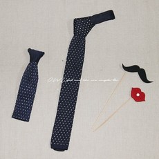 아빠 아들 커플 네이비 니트 하트 일자 타이 커플세트 1+1