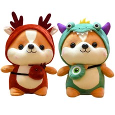 멍키샵 귀여운 변신 다람쥐 인형 세트판매 [L708], 레드+그린, 25cm