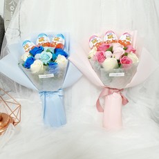 늘솜작업실 킨더조이꽃다발 킨더조이3개, 핑크